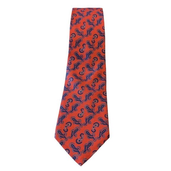 Vintage Givenchy Monsieur Silk Neck Tie Red Paisley Print Necktie Christmas Work - Picture 1 of 3
